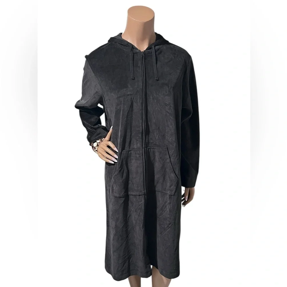 Elegant Black Hooded Lounge Robe☑️ - Picture 11 of 12